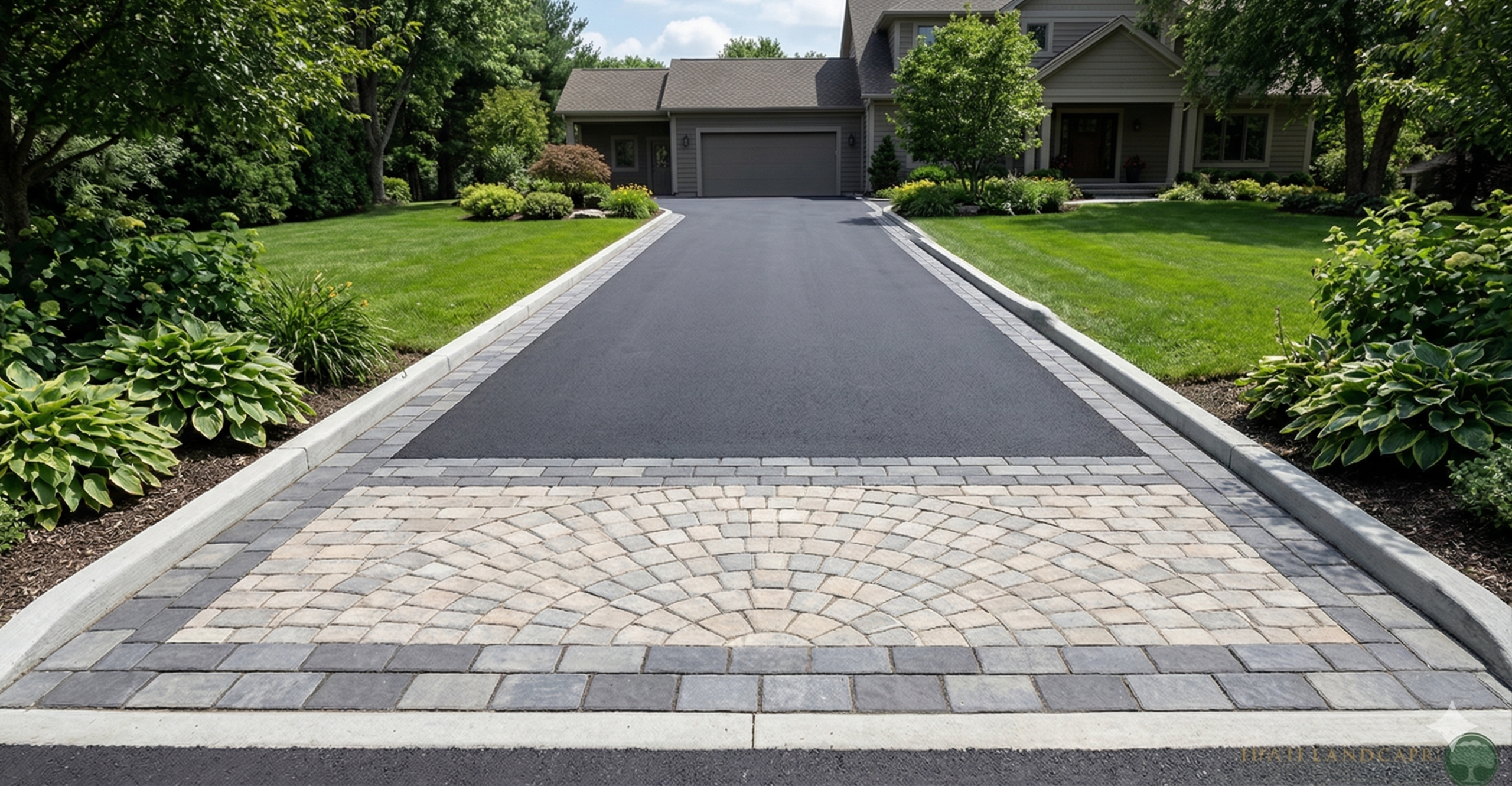 beautiful driveway apron with fan style